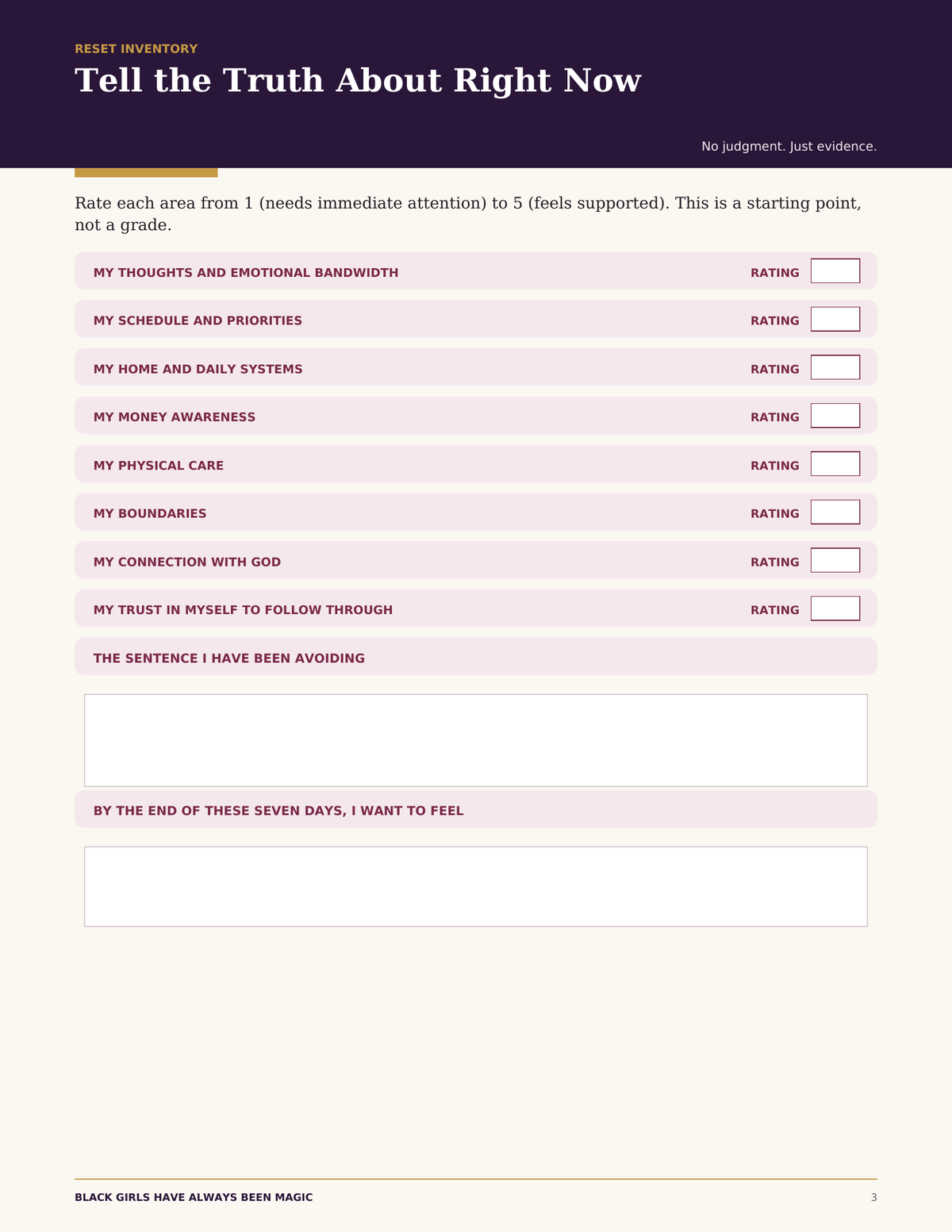 The Grown Woman’s 7-Day Reset - Digital Workbook